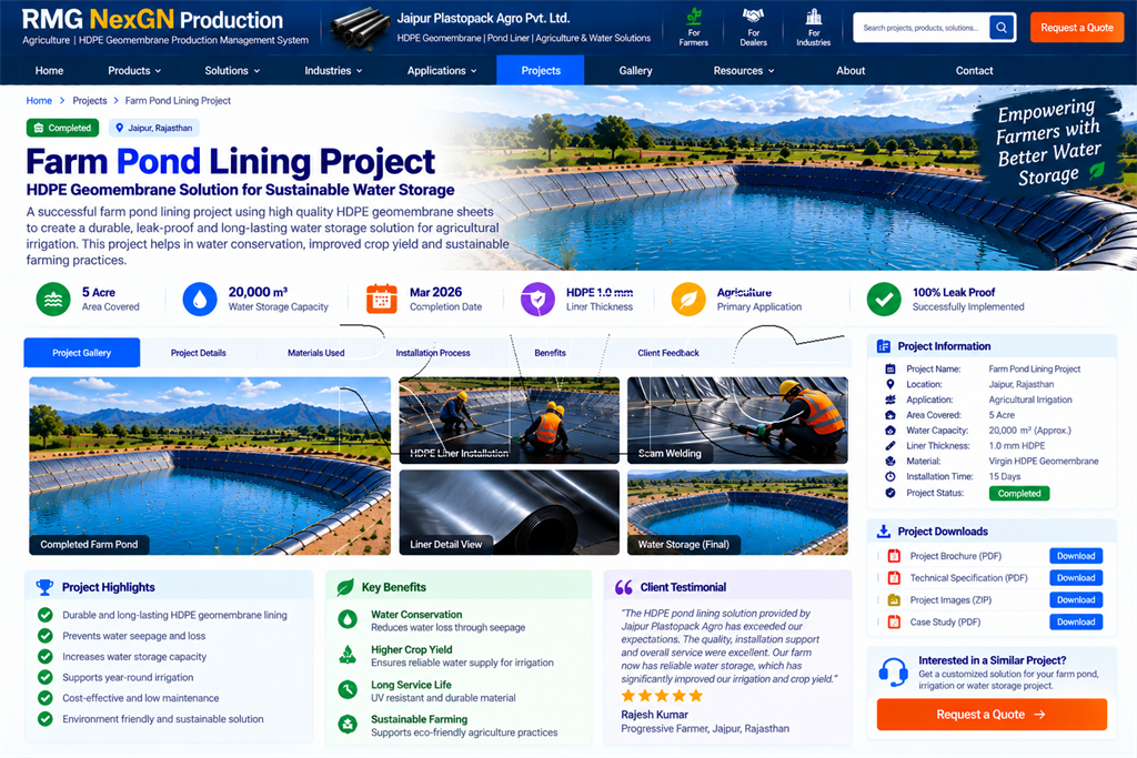 Farm Pond Liner Enterprise Software